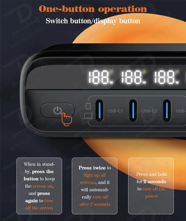 خرید شارژر رومیزی 6 پورت نمایشگر دار الدینیو مدل LDNIO A6140C با نهایت توان 140 وات