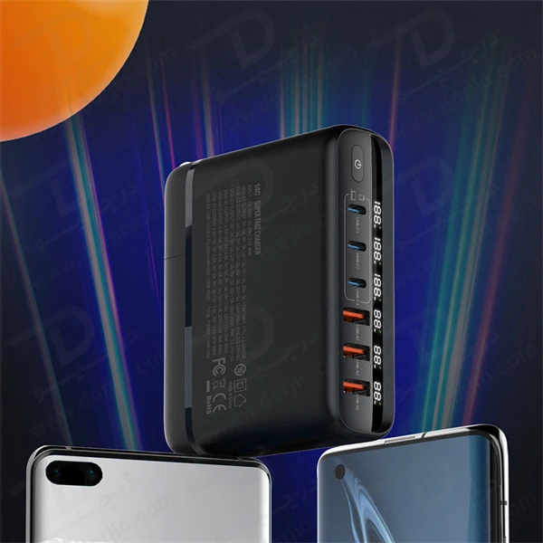 خرید شارژر رومیزی 6 پورت نمایشگر دار الدینیو مدل LDNIO A6140C با نهایت توان 140 وات