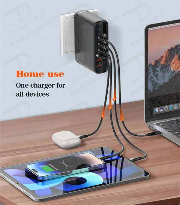 خرید شارژر رومیزی 6 پورت نمایشگر دار الدینیو مدل LDNIO A6140C با نهایت توان 140 وات