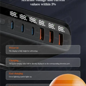 خرید شارژر رومیزی 6 پورت نمایشگر دار الدینیو مدل LDNIO A6140C با نهایت توان 140 وات