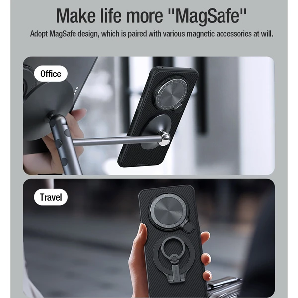 خرید قاب ضد ضربه مگنتی کمرا استند Huawei Mate 70 مارک نیلکین مدل Camshield Prop Magnetic