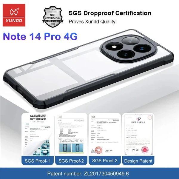 خرید کریستال شیلد شفاف Xiaomi Redmi Note 14 Pro 4G مارک XUNDD سری Beatle