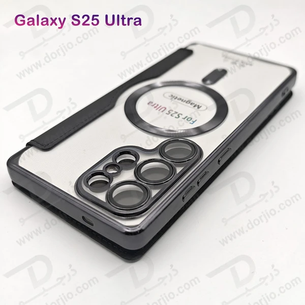 خرید کیف کلاسوری پشت شفاف مگ سیف محافظ لنز دار Samsung Galaxy S25 Ultra