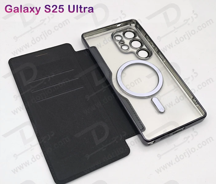 خرید کیف کلاسوری پشت شفاف مگ سیف محافظ لنز دار Samsung Galaxy S25 Ultra