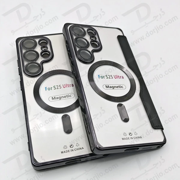 خرید کیف کلاسوری پشت شفاف مگ سیف محافظ لنز دار Samsung Galaxy S25 Ultra