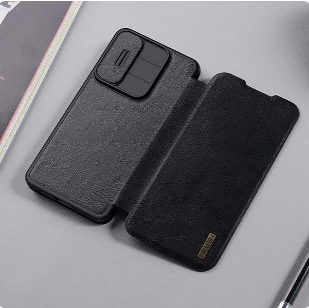 خرید کیف چرمی محافظ دوربین دار Samsung Galaxy S25 Edge مارک نیلکین مدل Qin Pro