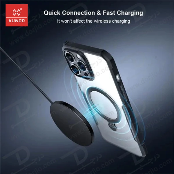 خرید گارد شفاف رینگ استند مگ سیف iPhone 16 Pro Max مارک XUNDD سری Beatle Holder