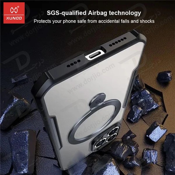 خرید گارد شفاف رینگ استند مگ سیف iPhone 16 Pro Max مارک XUNDD سری Beatle Holder