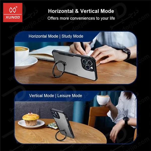 خرید گارد شفاف رینگ استند مگ سیف iPhone 16 Pro Max مارک XUNDD سری Beatle Holder