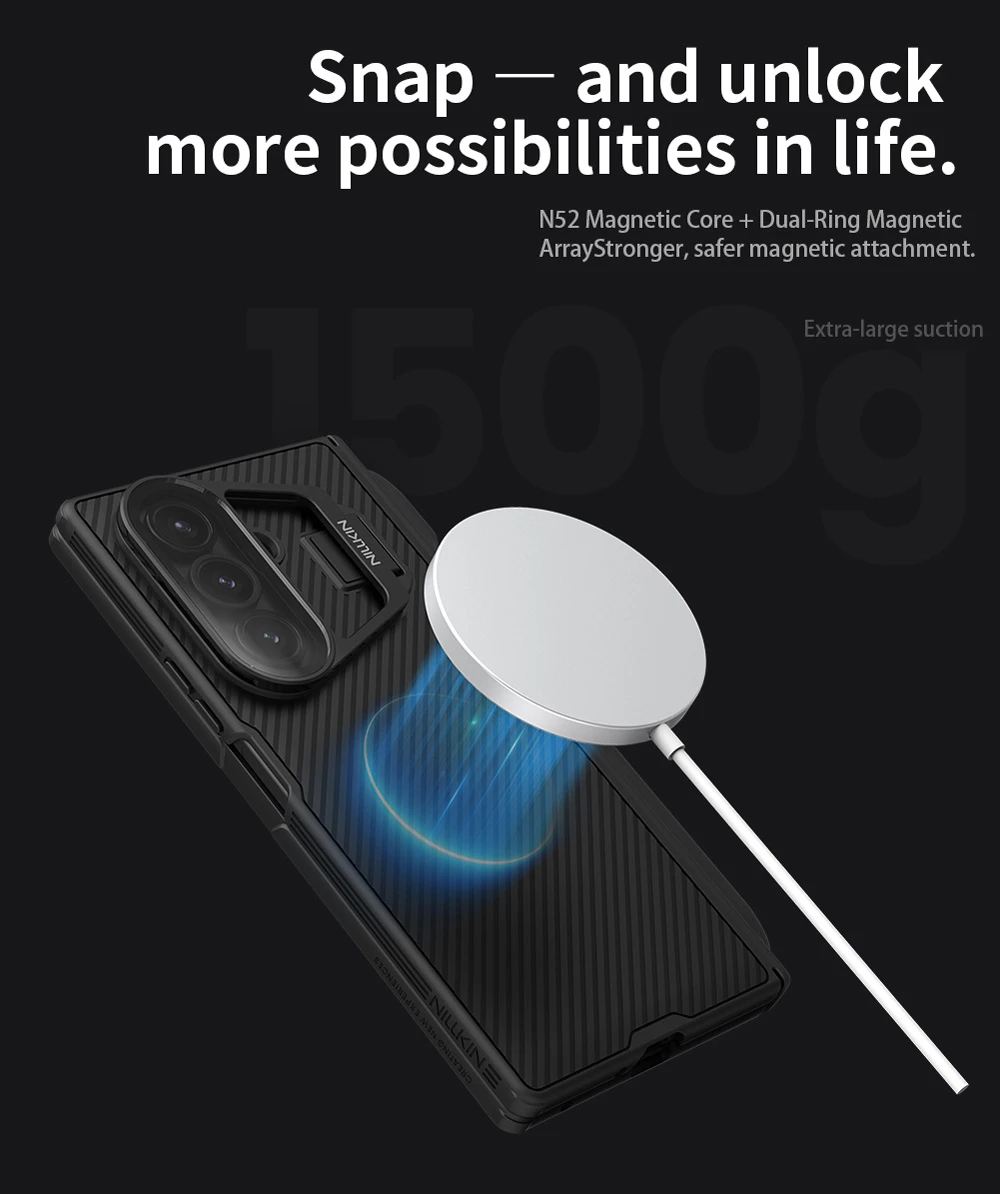 خرید گارد مگنتی کمرا استند شیشه‌ای قلم دار Samsung Galaxy Z Fold 7 مارک نیلکین مدل Camshield Prop