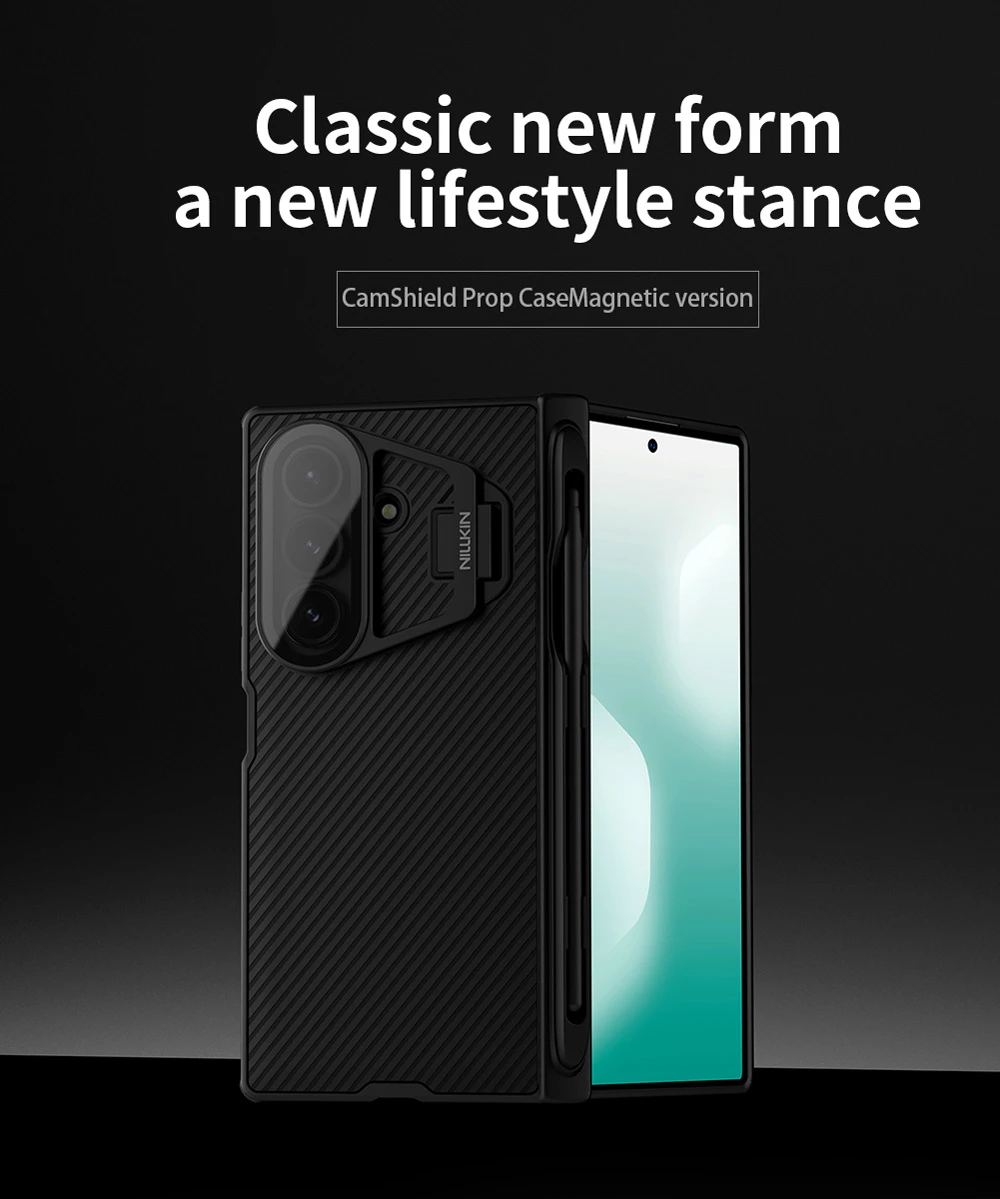 خرید گارد مگنتی کمرا استند شیشه‌ای قلم دار Samsung Galaxy Z Fold 7 مارک نیلکین مدل Camshield Prop