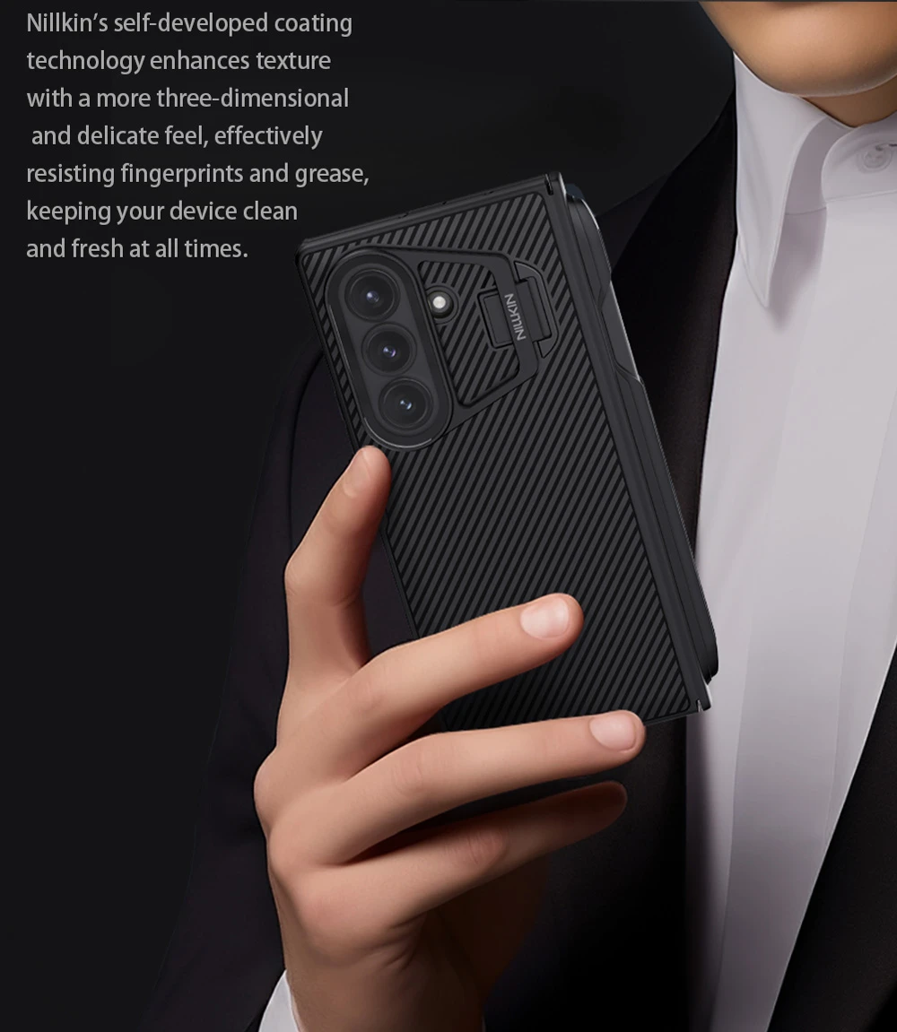 خرید گارد مگنتی کمرا استند شیشه‌ای قلم دار Samsung Galaxy Z Fold 7 مارک نیلکین مدل Camshield Prop