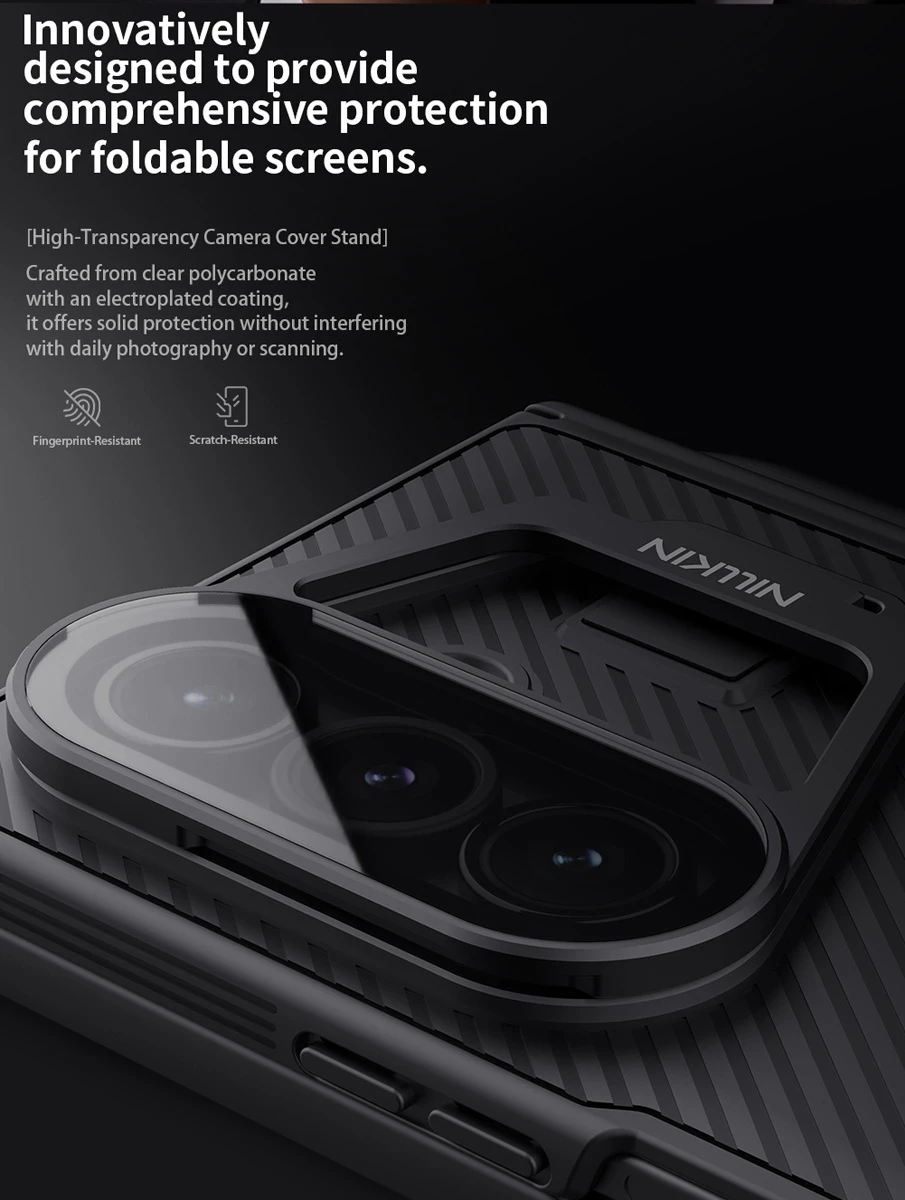 خرید گارد مگنتی کمرا استند شیشه‌ای قلم دار Samsung Galaxy Z Fold 7 مارک نیلکین مدل Camshield Prop