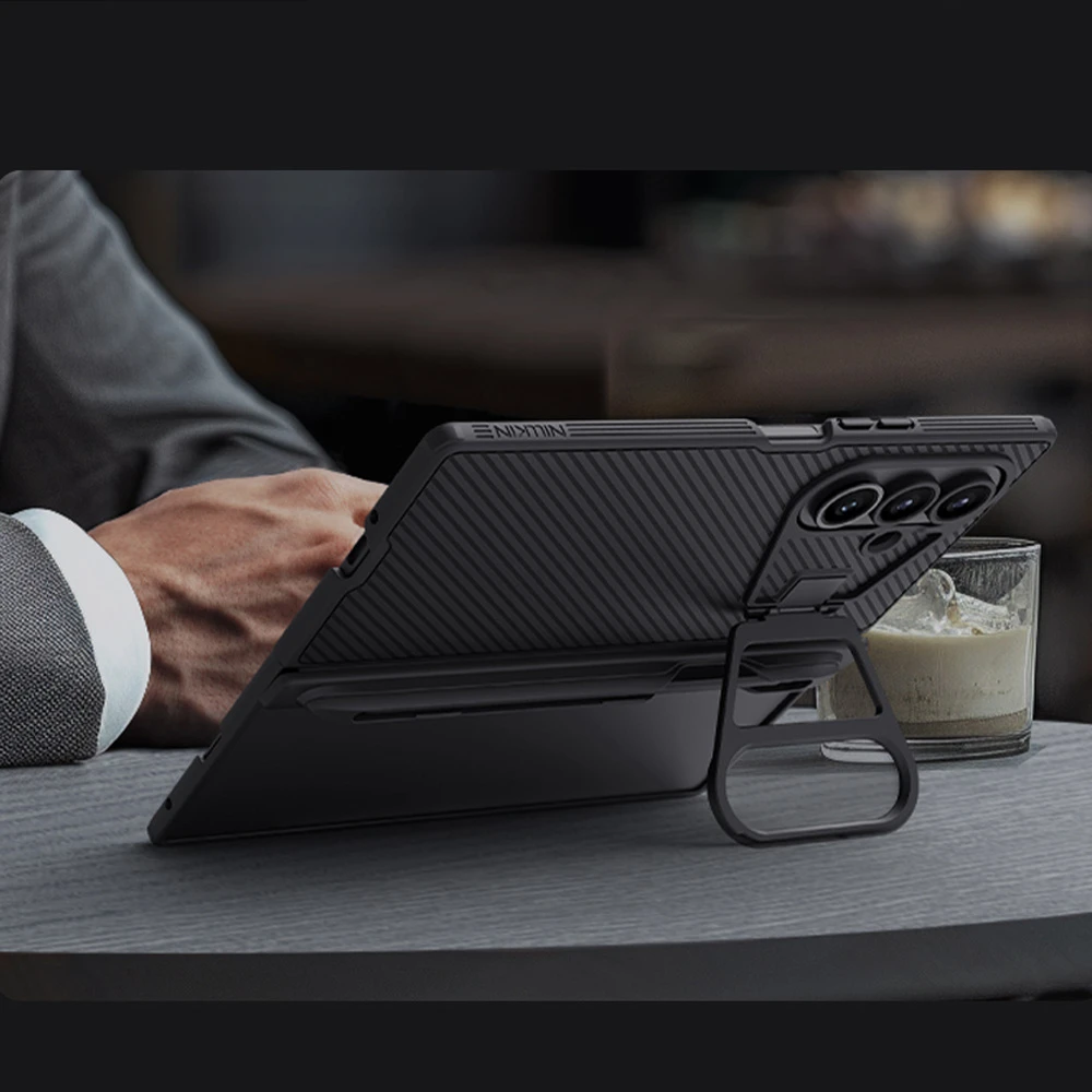 خرید گارد مگنتی کمرا استند شیشه‌ای قلم دار Samsung Galaxy Z Fold 7 مارک نیلکین مدل Camshield Prop