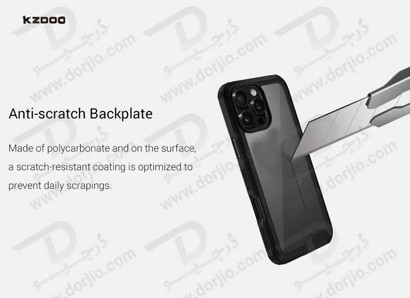 خرید قاب شفاف فریم فلزی iPhone 16 Pro Max مدل Ares Sport مارک KZDOO