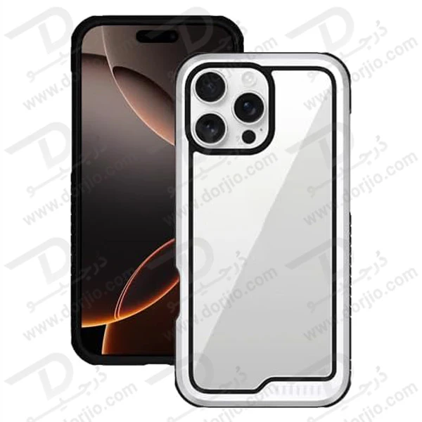 خرید قاب شفاف فریم فلزی iPhone 16 Pro Max مدل Ares Sport مارک KZDOO