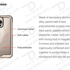 خرید قاب شفاف فریم فلزی iPhone 16 Pro Max مدل Ares Sport مارک KZDOO