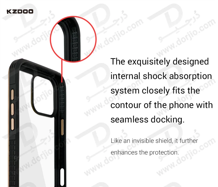 خرید قاب شفاف فریم فلزی iPhone 16 Pro مدل Ares Sport مارک KZDOO