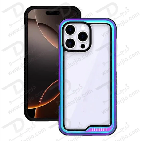 خرید قاب شفاف فریم فلزی iPhone 16 Pro مدل Ares Sport مارک KZDOO