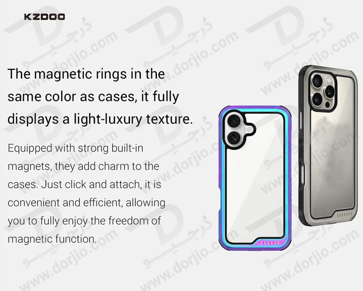 خرید قاب شفاف فریم فلزی iPhone 16 Pro مدل Ares Sport مارک KZDOO