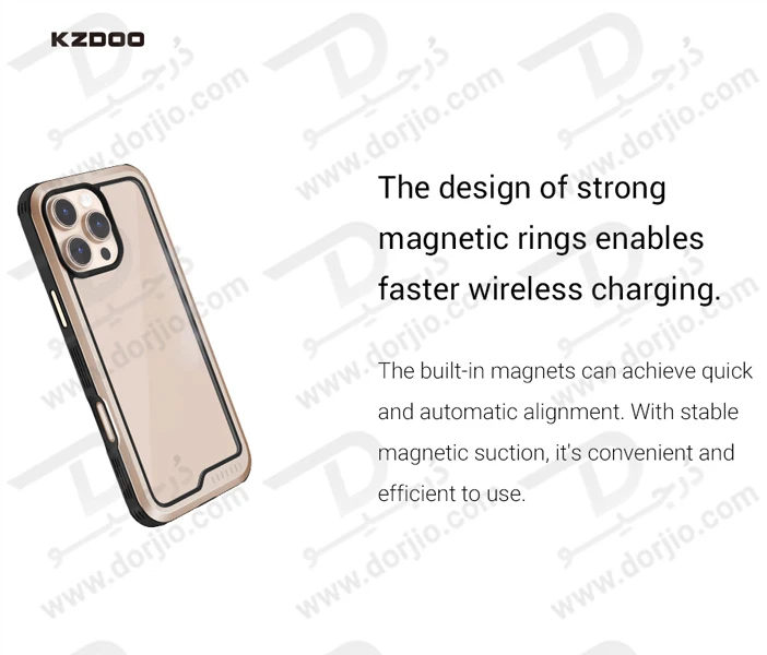 خرید قاب شفاف فریم فلزی iPhone 16 Pro مدل Ares Sport مارک KZDOO