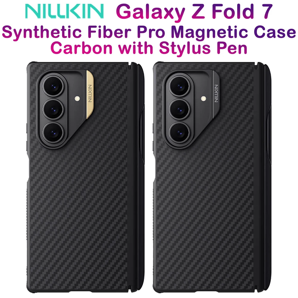 خرید قاب مگنتی فیبری با اسلات قلم Samsung Galaxy Z Fold 7 مارک نیلکین مدل Synthetic Fiber Pro