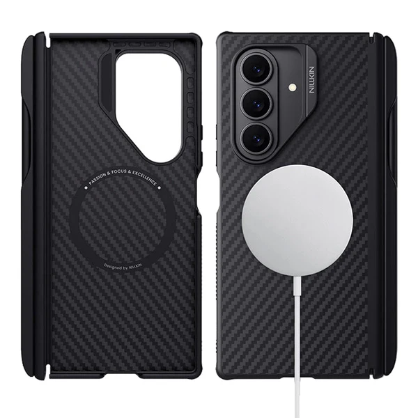 خرید قاب مگنتی فیبری با اسلات قلم Samsung Galaxy Z Fold 7 مارک نیلکین مدل Synthetic Fiber Pro