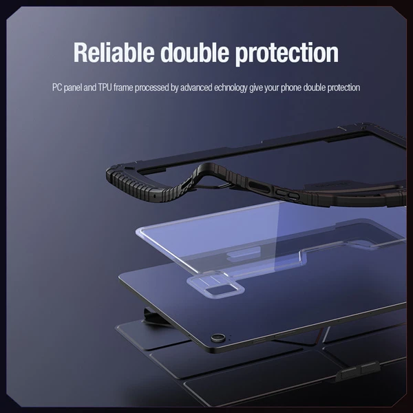 خرید کیف چرمی پشت شفاف ایربگ دار استند تاشو چند زاویه Samsung Galaxy Tab S10 FE Plus مارک نیلکین مدل Bumper Pro خرید کیف چرمی پشت شفاف ایربگ دار استند تاشو چند زاویه Samsung Galaxy Tab S10 FE Plus مارک نیلکین مدل Bumper Pro