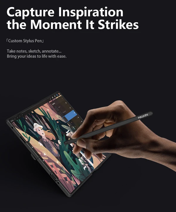 خرید گارد مگنتی نیمه شفاف کمرا استند شیشه ای Samsung Galaxy Z Fold 7 مارک نیلکین مدل Camshield Prop Clear با درگاه قلم