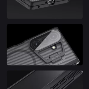 خرید گارد مگنتی نیمه شفاف کمرا استند شیشه ای Samsung Galaxy Z Fold 7 مارک نیلکین مدل Camshield Prop Clear با درگاه قلم