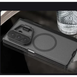 خرید گارد مگنتی نیمه شفاف کمرا استند شیشه ای Samsung Galaxy Z Fold 7 مارک نیلکین مدل Camshield Prop Clear با درگاه قلم