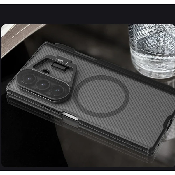 خرید گارد مگنتی نیمه شفاف کمرا استند شیشه ای Samsung Galaxy Z Fold 7 مارک نیلکین مدل Camshield Prop Clear با درگاه قلم خرید گارد مگنتی نیمه شفاف کمرا استند شیشه ای Samsung Galaxy Z Fold 7 مارک نیلکین مدل Camshield Prop Clear با درگاه قلم