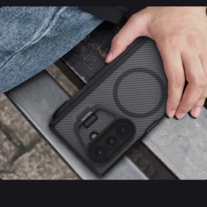 خرید گارد مگنتی نیمه شفاف کمرا استند شیشه ای Samsung Galaxy Z Fold 7 مارک نیلکین مدل Camshield Prop Clear با درگاه قلم