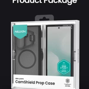 خرید گارد مگنتی نیمه شفاف کمرا استند شیشه ای Samsung Galaxy Z Fold 7 مارک نیلکین مدل Camshield Prop Clear با درگاه قلم