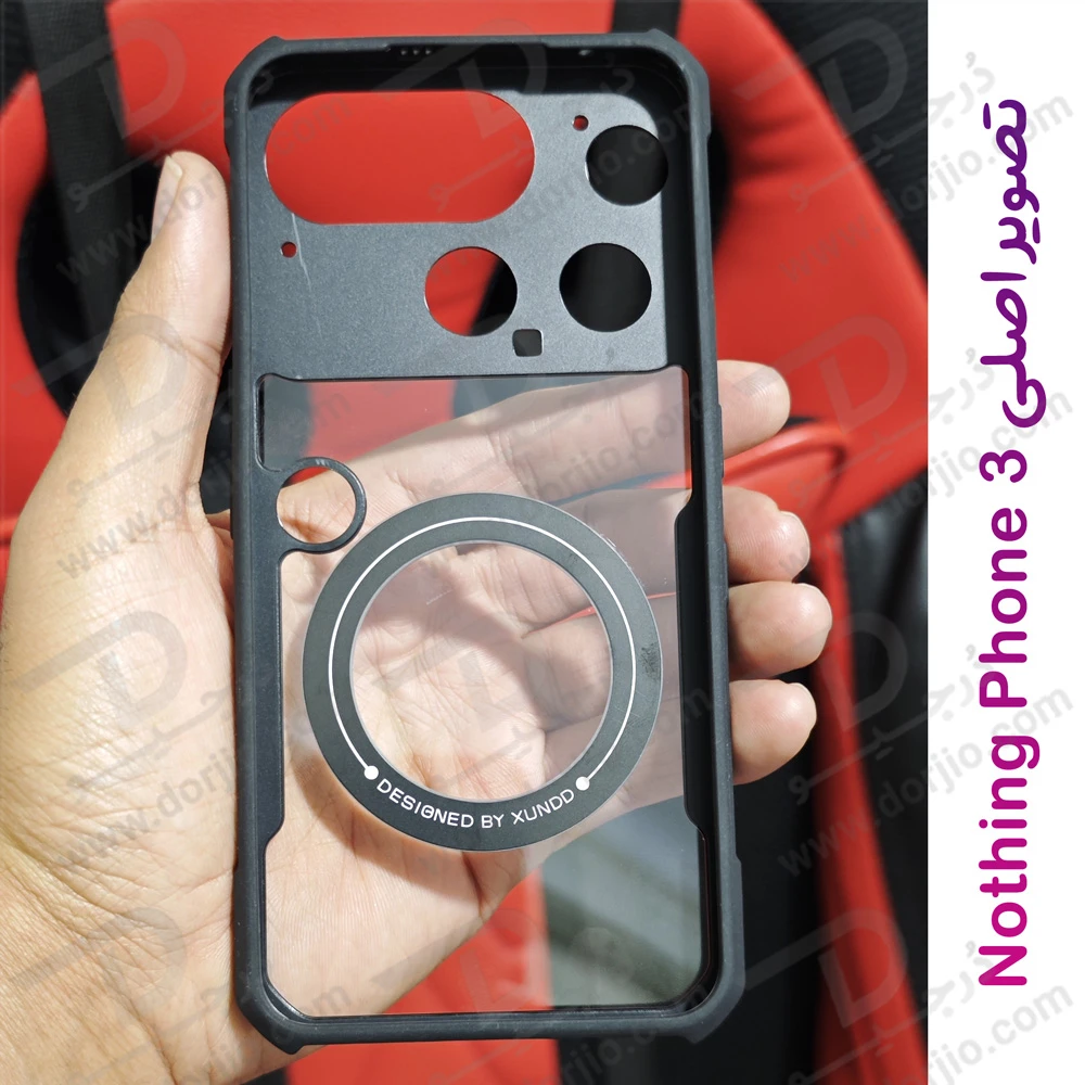 گارد شفاف رینگ استند 360 درجه مگ سیف Nothing Phone 3 مارک XUNDD سری Beatle Rotatable