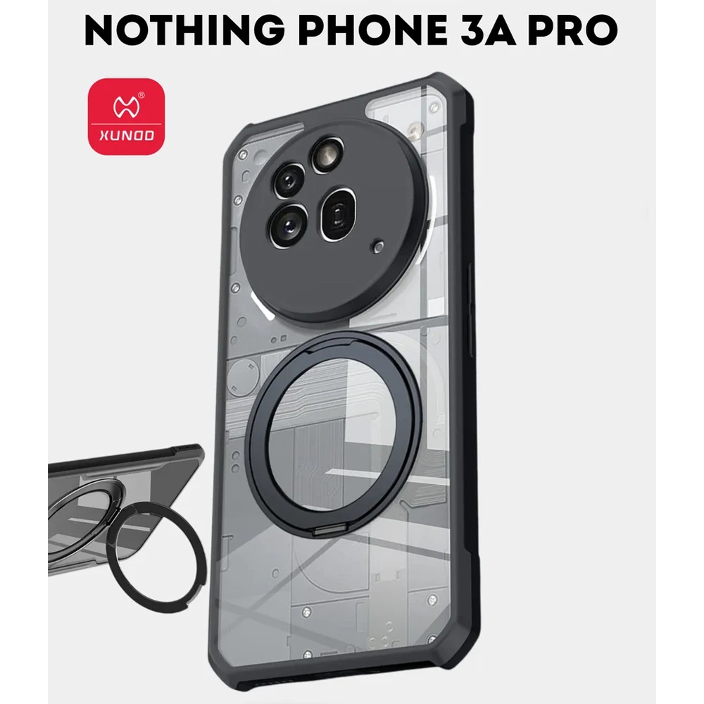 گارد شفاف رینگ استند 360 درجه مگ سیف Nothing Phone 3a Pro مارک XUNDD سری Beatle Rotatable