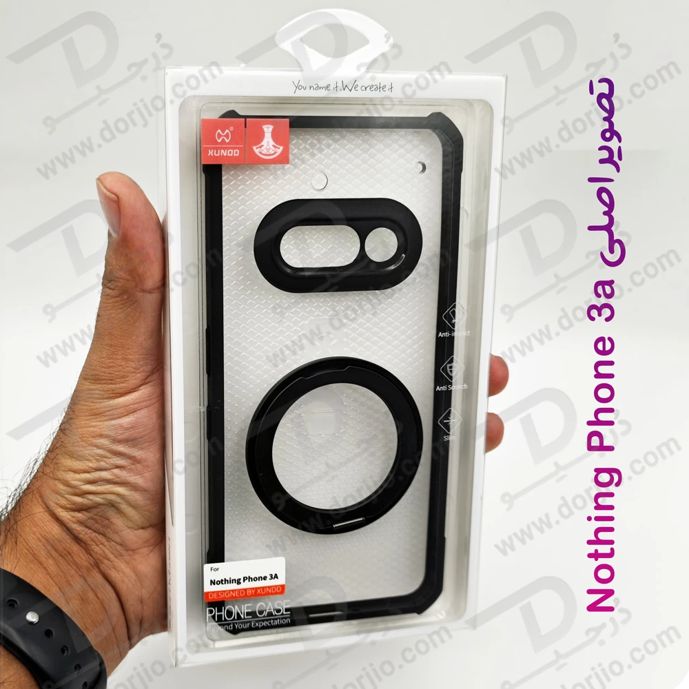 گارد شفاف رینگ استند 360 درجه مگ سیف Nothing Phone 3a مارک XUNDD سری Beatle Rotatable