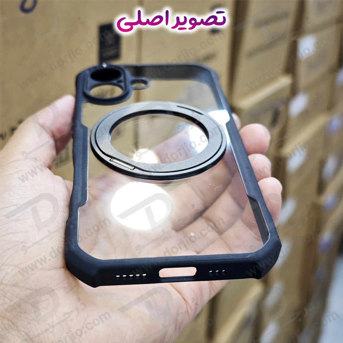 گارد شفاف رینگ استند 360 درجه مگ سیف iPhone 17 مارک XUNDD سری Beatle Rotatable