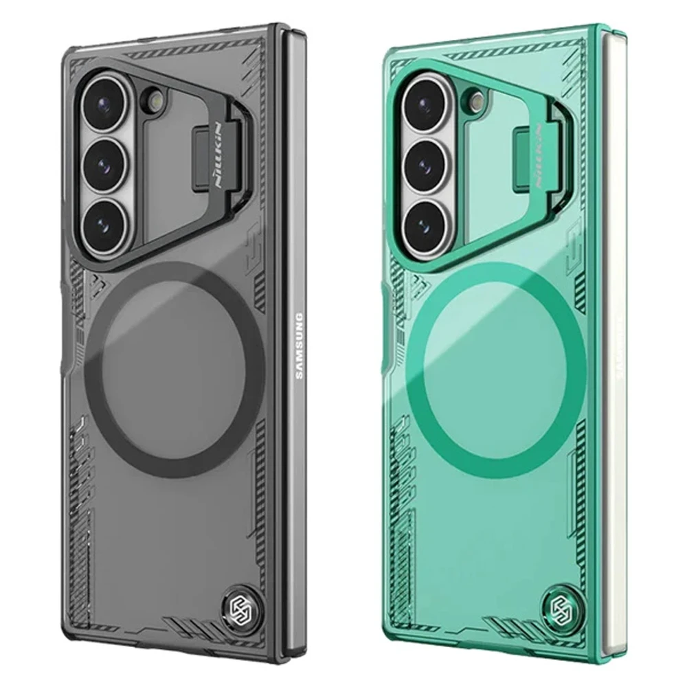خرید قاب کریستالی مگ سیف کمرا استند Samsung Galaxy Z Fold 7 مارک نیلکین مدل Iceblade Fold Magnetic