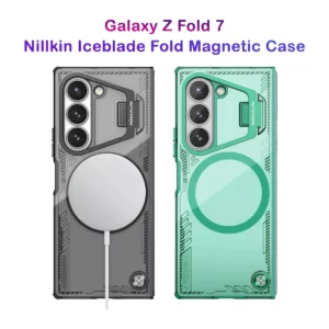 خرید قاب کریستالی مگ سیف کمرا استند Samsung Galaxy Z Fold 7 مارک نیلکین مدل Iceblade Fold Magnetic
