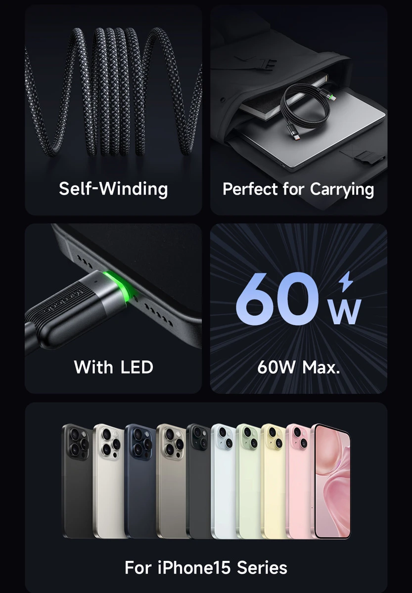 خرید کابل شارژ مغناطیسی 60 وات 1.2 متری دو سر Type-C مارک مک دودو مدل CA-200