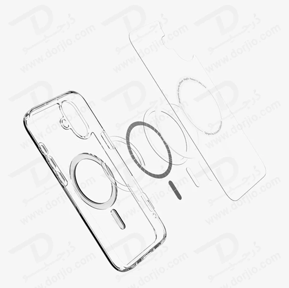 خرید کریستال کاور شفاف مگ سیف iPhone 17 مارک Spigen