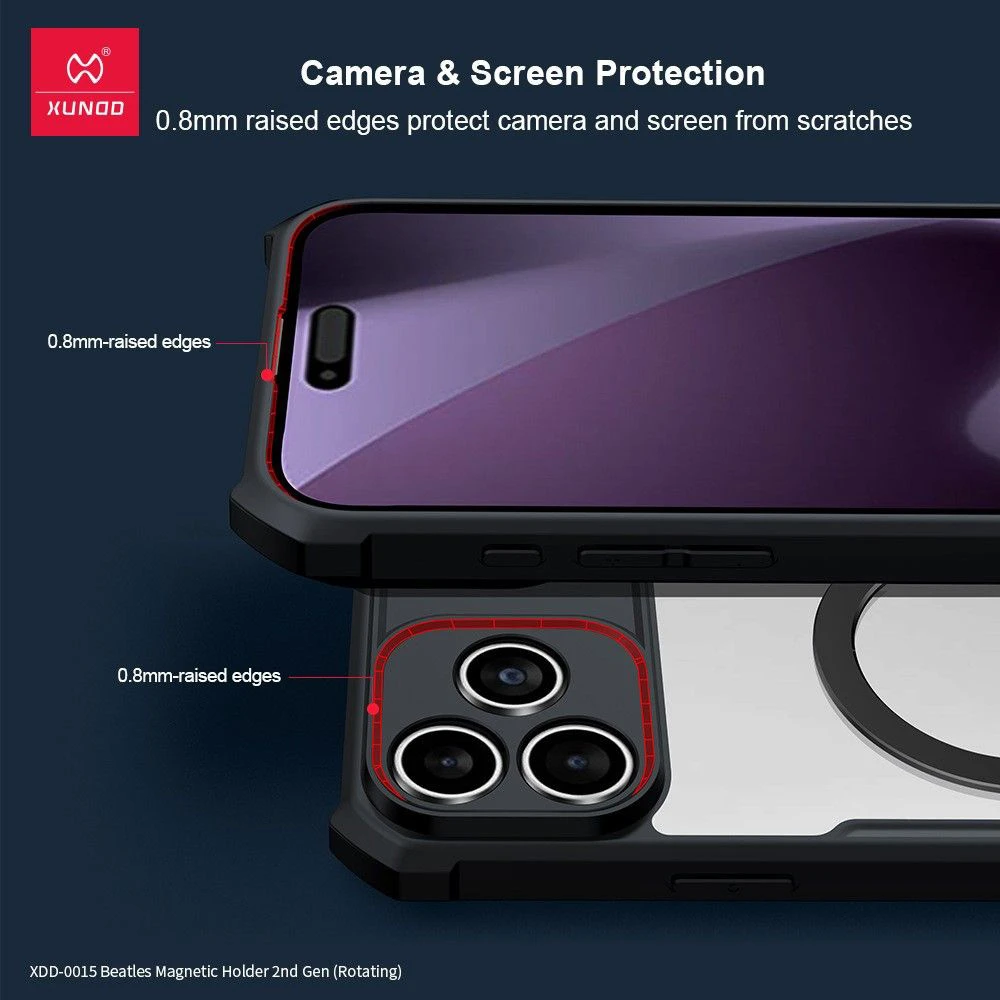 خرید گارد شفاف رینگ استند مگ سیف iPhone 17 Pro مارک XUNDD سری Beatle Holder