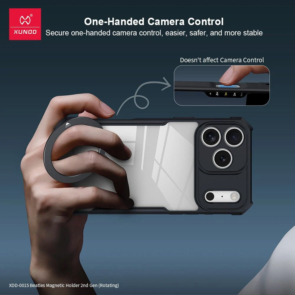 خرید گارد شفاف رینگ استند مگ سیف iPhone 17 Pro مارک XUNDD سری Beatle Holder