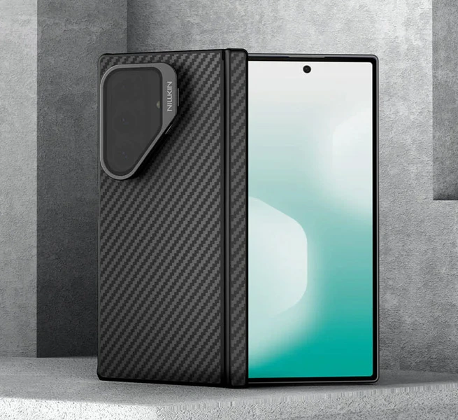 خرید گارد مگنتی کربنی کمرا استند شیشه ای Samsung Galaxy Z Fold 7 مارک نیلکین مدل CarboProp