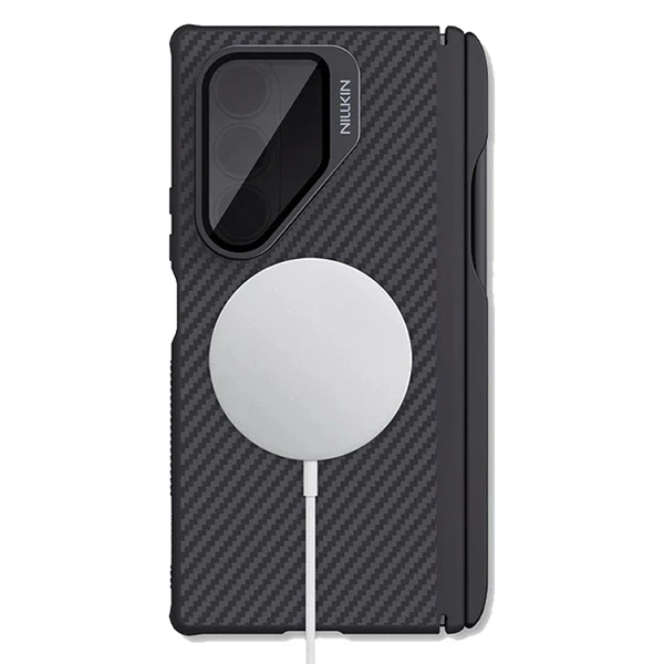 خرید گارد مگنتی کربنی کمرا استند شیشه ای Samsung Galaxy Z Fold 7 مارک نیلکین مدل CarboProp با درگاه قلم