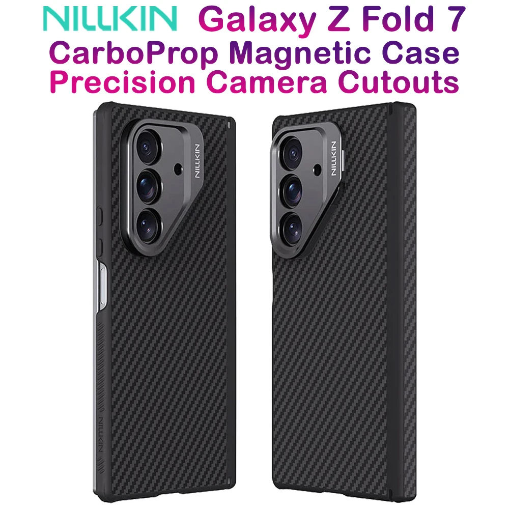 گارد مگنتی کربنی کمرا استند فلزی Samsung Galaxy Z Fold 7 مارک نیلکین مدل CarboProp