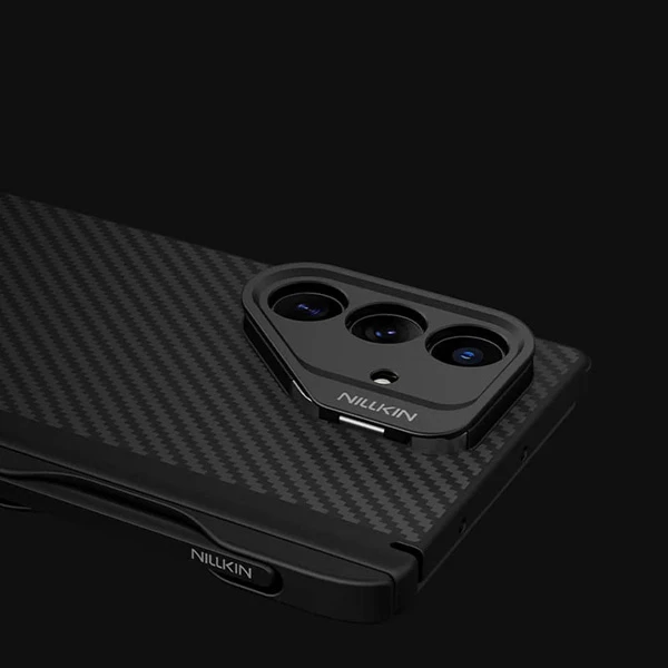 خرید گارد مگنتی کربنی کمرا استند فلزی Samsung Galaxy Z Fold 7 مارک نیلکین مدل CarboProp با درگاه قلم