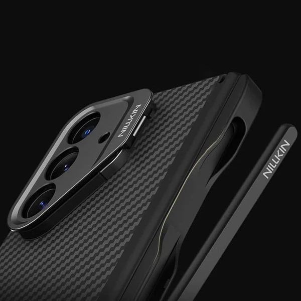 خرید گارد مگنتی کربنی کمرا استند فلزی Samsung Galaxy Z Fold 7 مارک نیلکین مدل CarboProp با درگاه قلم