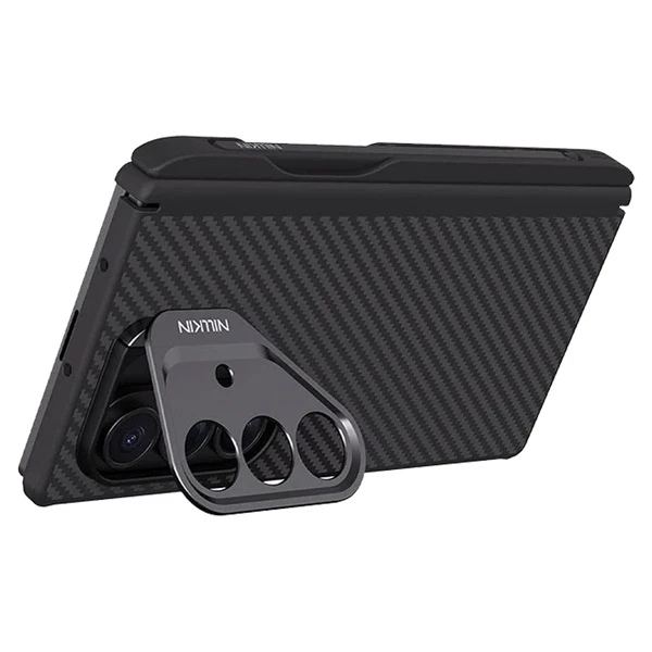 خرید گارد مگنتی کربنی کمرا استند فلزی Samsung Galaxy Z Fold 7 مارک نیلکین مدل CarboProp با درگاه قلم
